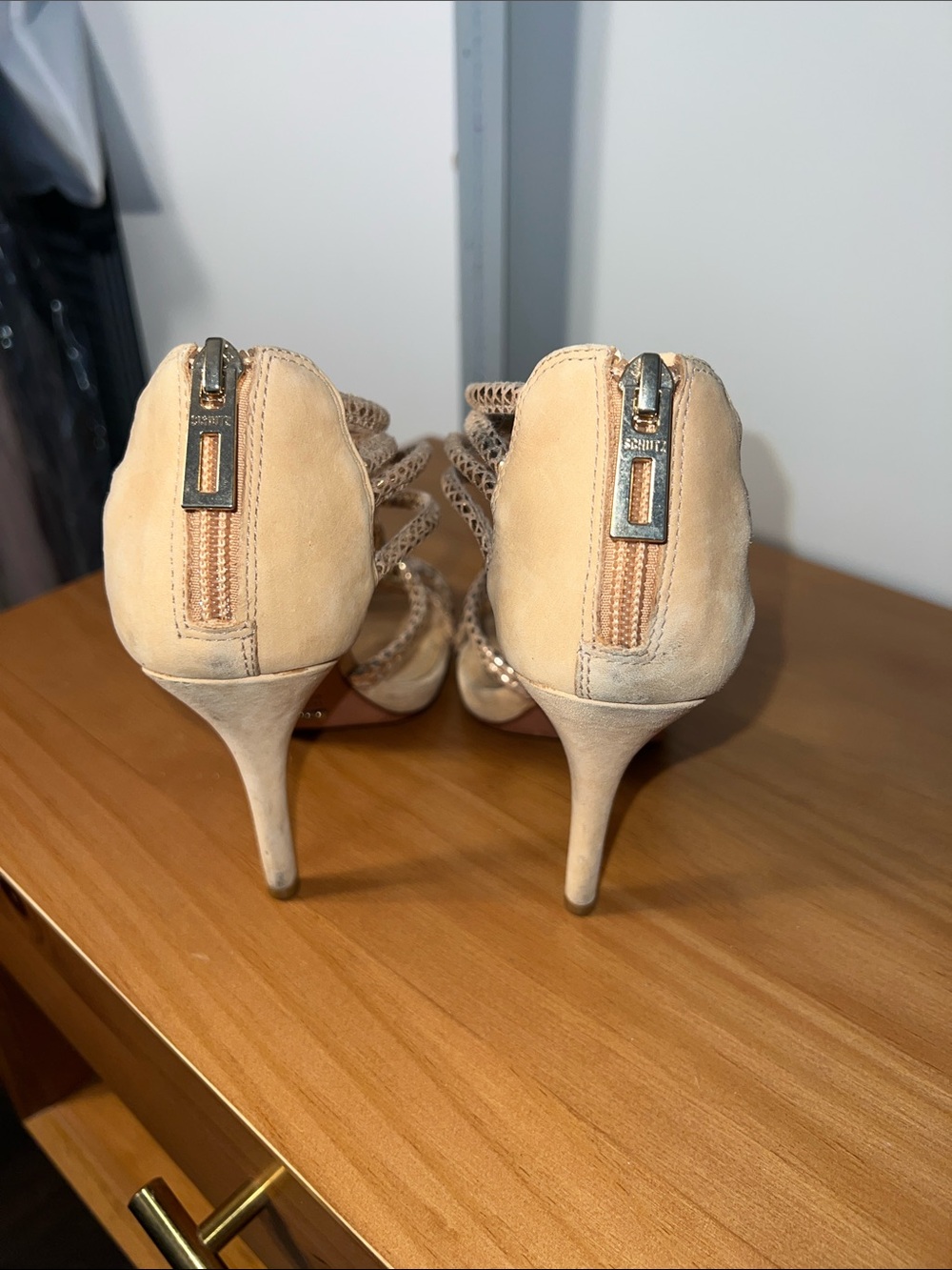 Schutz Beige Braided Strappy High Heel Sandals - Picture 5 of 7
